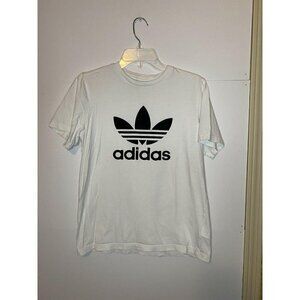 Adidas Trefoil Logo Tee White Youth Boys Size X-Large Cotton EUC